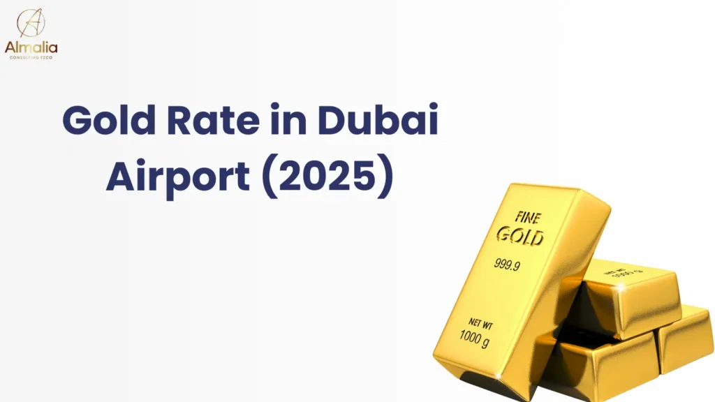 Gold jewelry display at Dubai Airport 2025