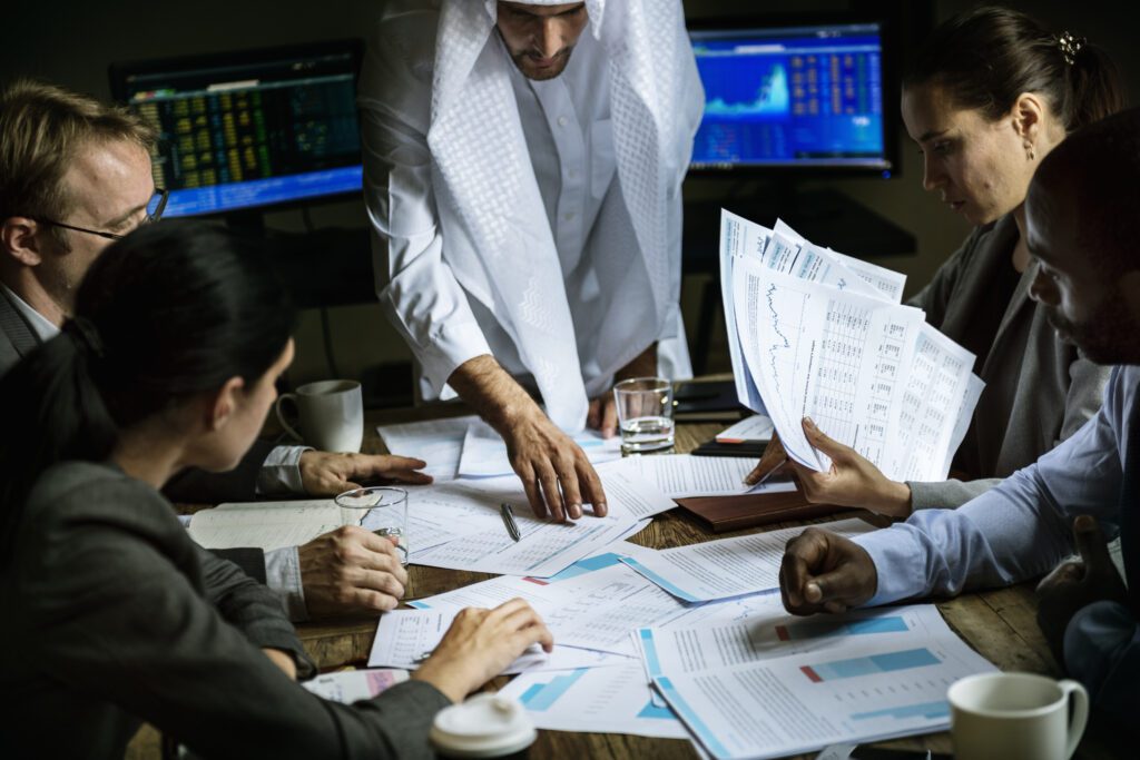group of business people working together in a meeting room